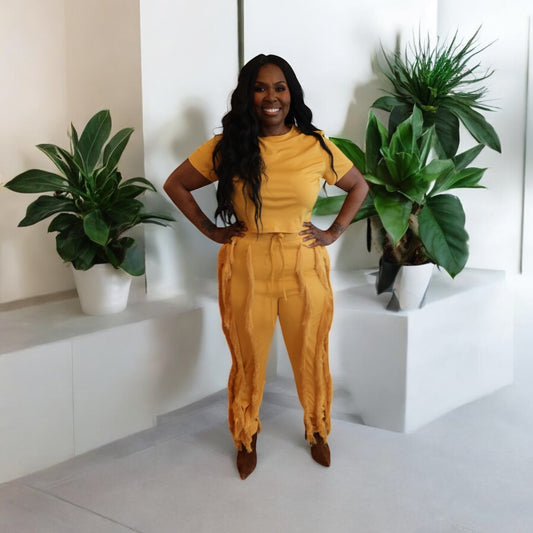 Mustard Fringe Set